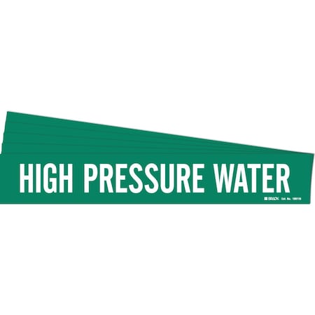 Brady HIGH PRESSURE WATER Pipe Marker Style 1HV Polyester WT on GN 1 per Card, 5 PK 106115-PK